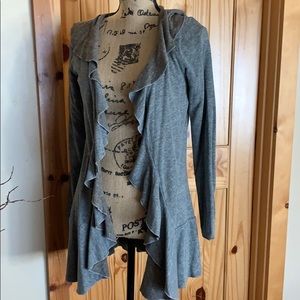 Reversible hooded sweater jacket xs/sgray & blue